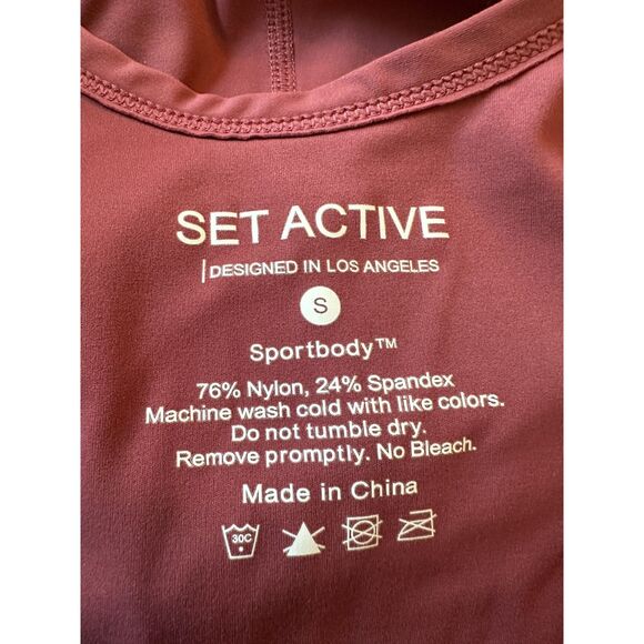 SET ACTIVE Sportbody Maroon Activewear Shortysuit Size Small - Picture 5 of 5